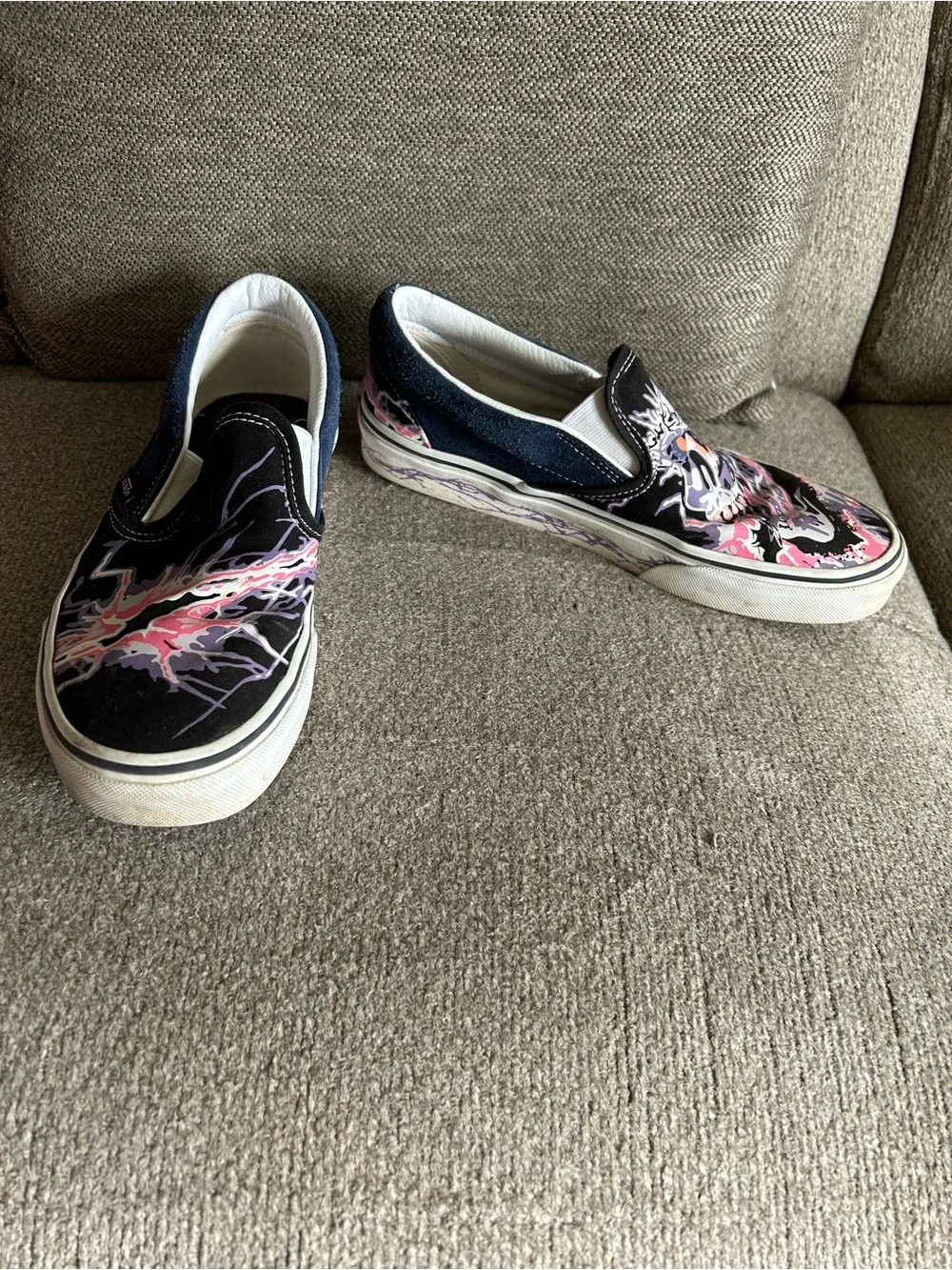 Vans Slip-On Zap Glow In Dark Dress Blues Black Skulls Shoes 508731 Sz W 8.5 M 7